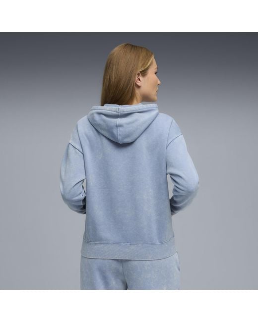 PUMA Gray Essentials Elevated Relaxed Wash Hoodie Damen, Kleidung
