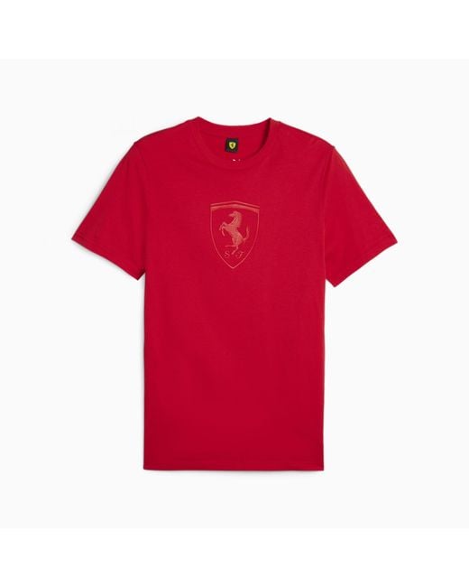 PUMA Red Scuderia Ferrari Race Big Shield Motorsport Tonal T-shirt for men