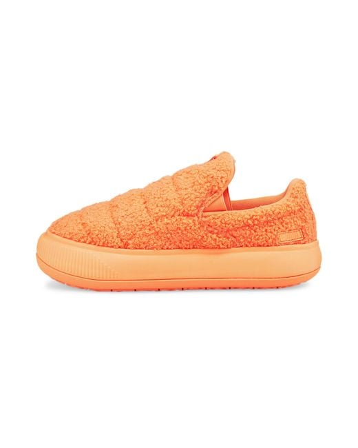 PUMA Orange Suede Mayu Slip-on Teddy Shoes