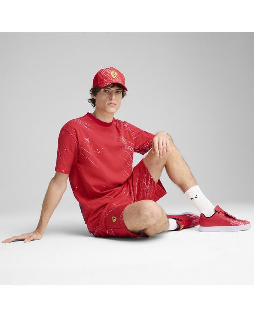 PUMA Scuderia Ferrari Hp Race Color Splash T-Shirt Mit Allover-Print Herren in Red für Herren