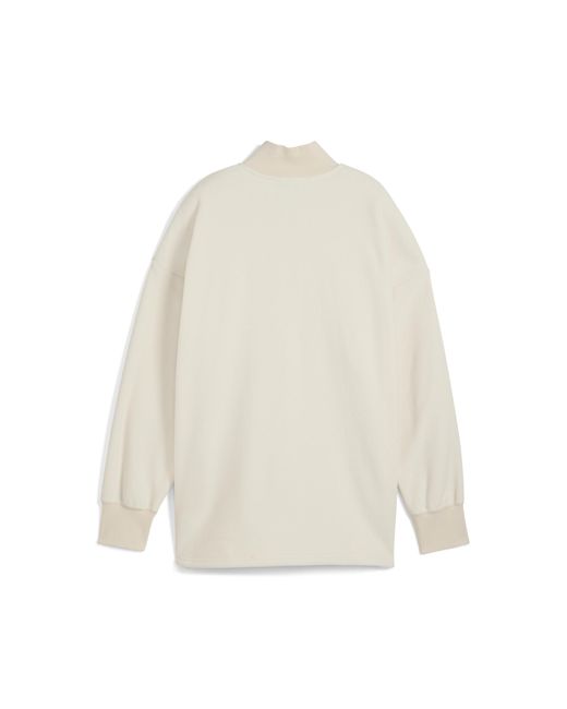 PUMA Her Oversized Wintertop Met Ronde Hals En Halve Rits Voor Maat in het Natural