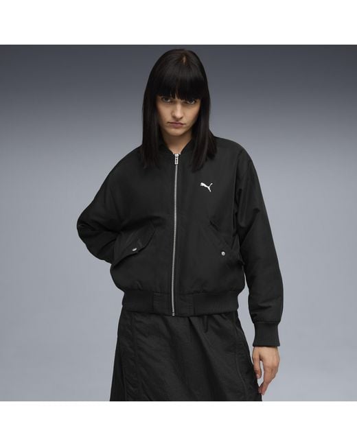 PUMA Black T7 Satin Bomber Jacket