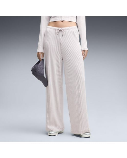 PUMA Multicolor Essentials Ribbed Wide Leg Pants