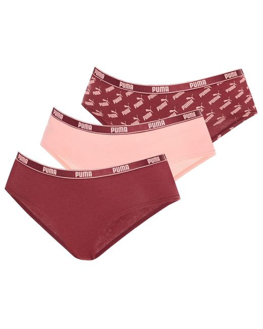 PUMA Red Hipster Panties 3 Pack