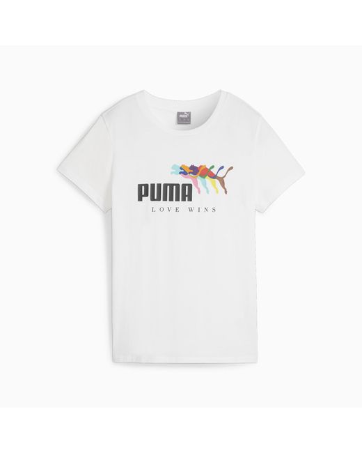 PUMA Ess+ Love Wins T-Shirt Voor Dames in het White
