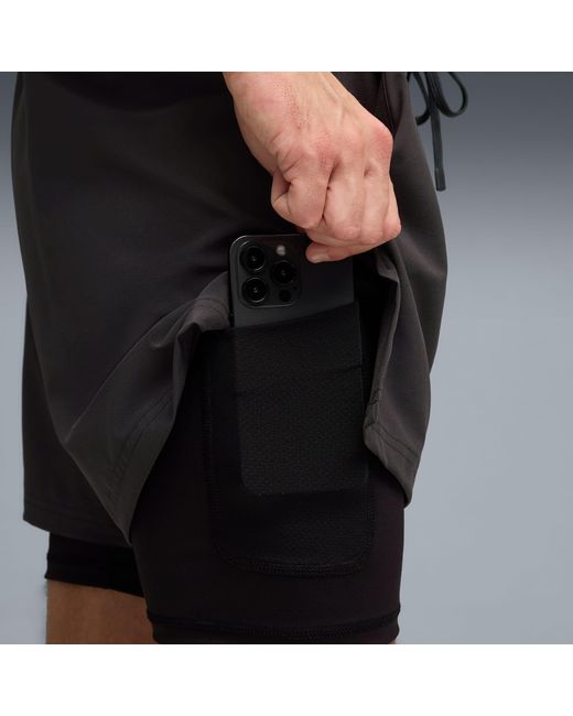 PUMA Blue Pwrmode Training 2-In-1 Stretch Woven Shorts for men