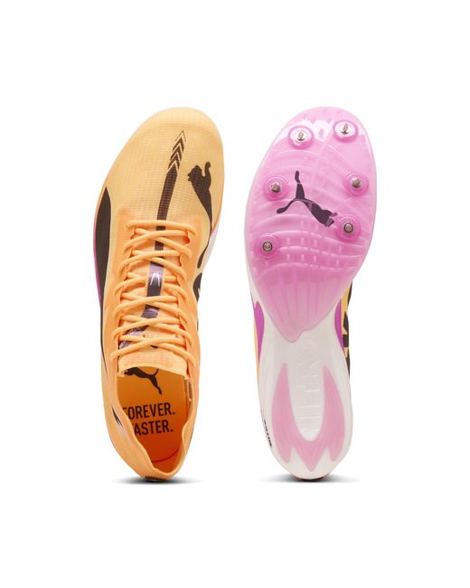 PUMA Orange Mid Distance Nitro Elite 3 Spikes Schuhe, Sun Stream/Pure/Schwarz