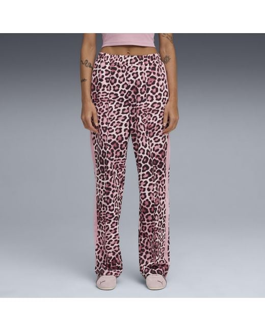 PUMA Purple T7 Leo Luxe Straight Hose Mit Allover-Print Damen, Kleidung, Poised/Ruby Shimmer