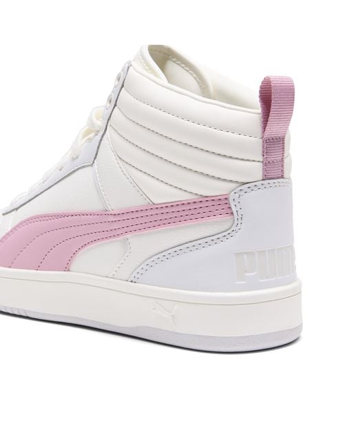 PUMA White Dribble Mid Sneakers