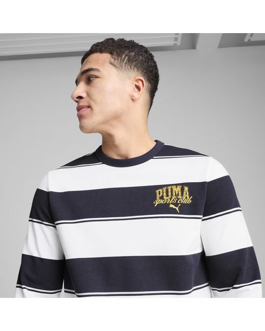 PUMA Gray Class Pack Striped Crew Sweatshirt for men