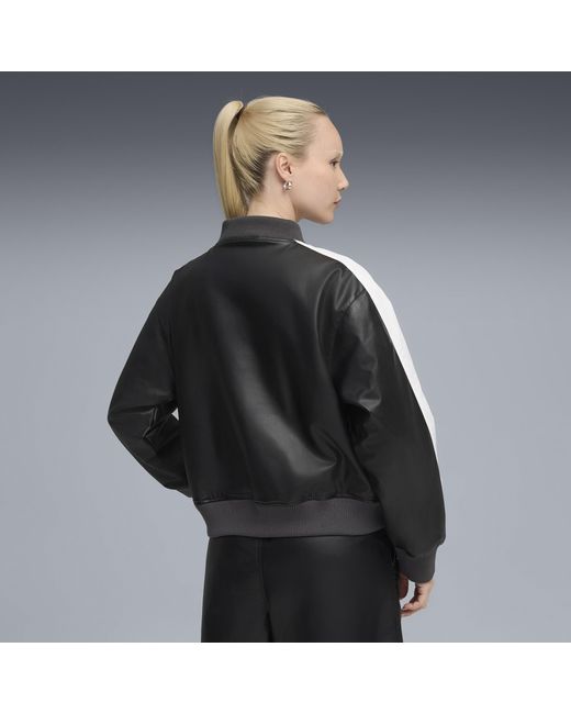 PUMA Black T7 Pleather Bomber Jacket