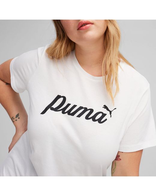 PUMA Ess+ Script T-shirt in het Gray