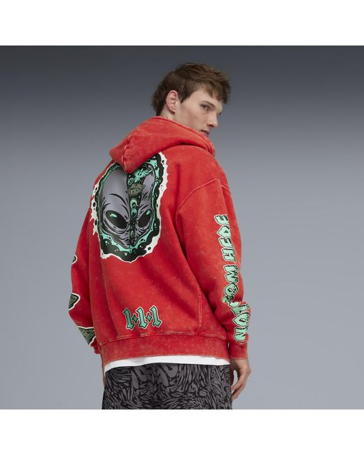 PUMA Red Melo World Zip Up Hoodie for men