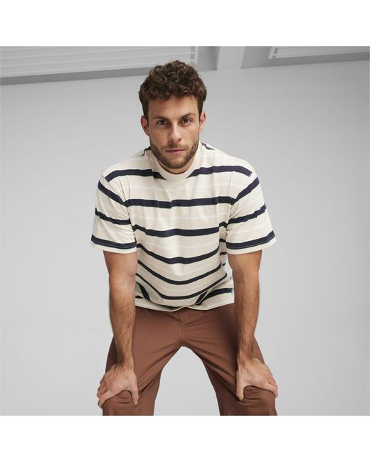 PUMA Brown Mmq Striped T-shirt for men