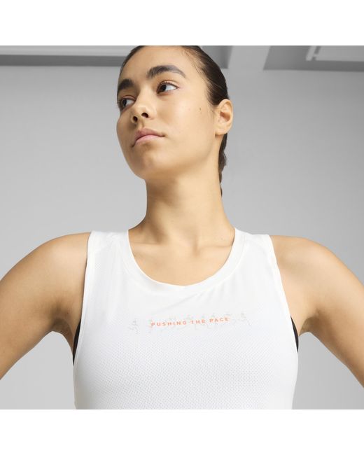 PUMA Run Graphic Mesh Singlet Voor Maat in het White