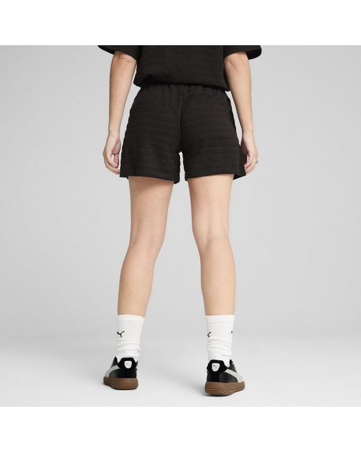 PUMA Black Ess Elevated Strukturierte 5" Shorts Mit Hohem Bund Damen