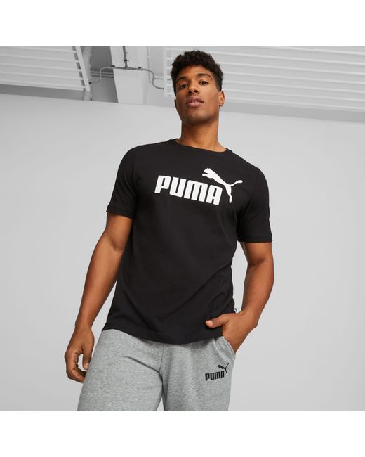 PUMA Essentials Logo T-Shirt Voor in het Black voor heren