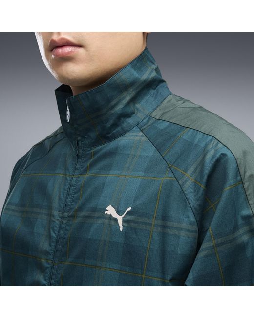 PUMA Blue T7 Relaxed Tartan Track Jacket for men