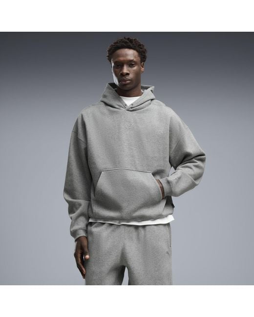 PUMA Gray Fundamentals Fleece Relaxed Basketball Hoodie for men
