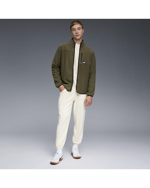 PUMA Green Polar Fleece Color Blocked Jacket for men