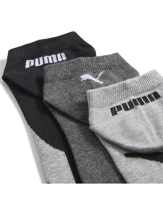 PUMA Uniseks Sneakersokken Met Demping (Set Van 3) Zwart/Wit, Maat in het Black