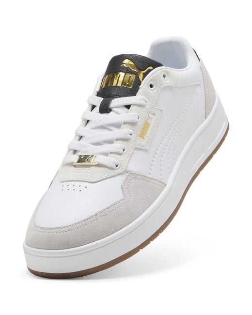 PUMA Court Classic Lux Sd Sneakers Uniseks, Zwart/Grijs/Wit, Maat in het White