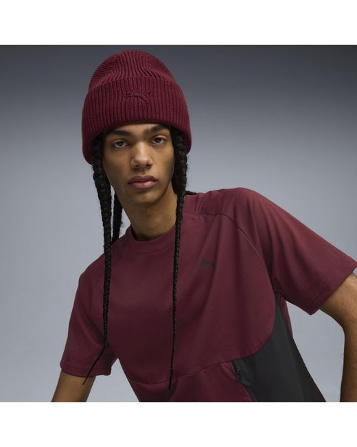 PUMA Purple Wardrobe Essentials Grobstrick-Beanie, Accessoires, Ruby Shimmer