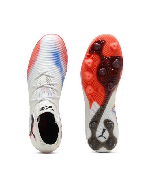 PUMA Future 8 Ultimate Ag Uniseks Voetbalschoenen, Zwart/Rood/Wit, Maat in het White