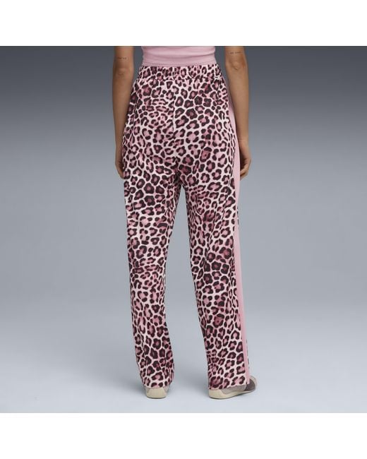 PUMA Purple T7 Leo Luxe Straight Hose Mit Allover-Print Damen, Kleidung, Poised/Ruby Shimmer