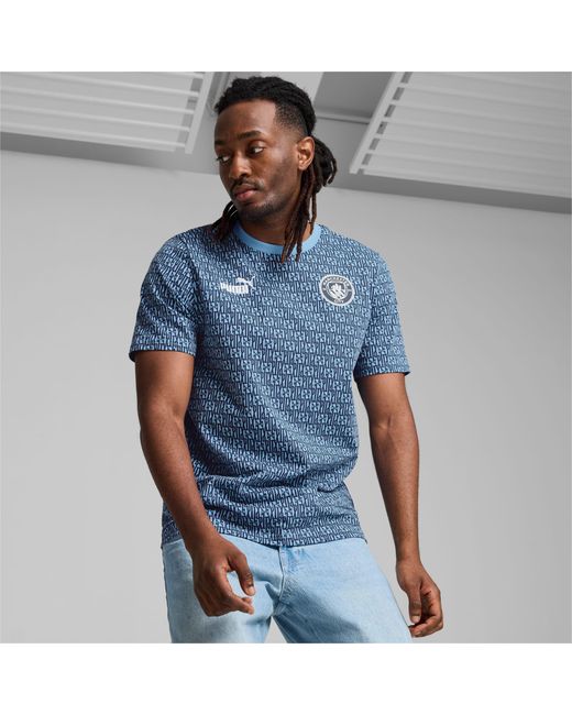 PUMA Manchester City ftblCULTURE T-Shirt mit Allover-Print in Blue für Herren