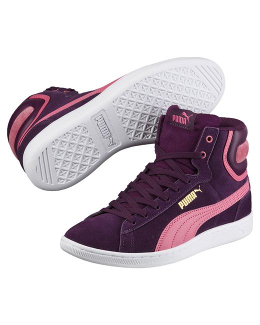 PUMA Purple Vikky Mid Women's High Top Sneakers
