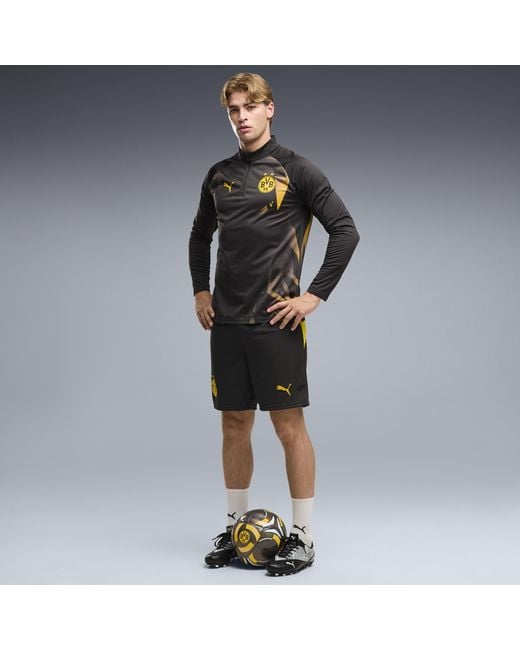 PUMA Black Borussia Dortmund Warmup Quarter-Zip Top for men