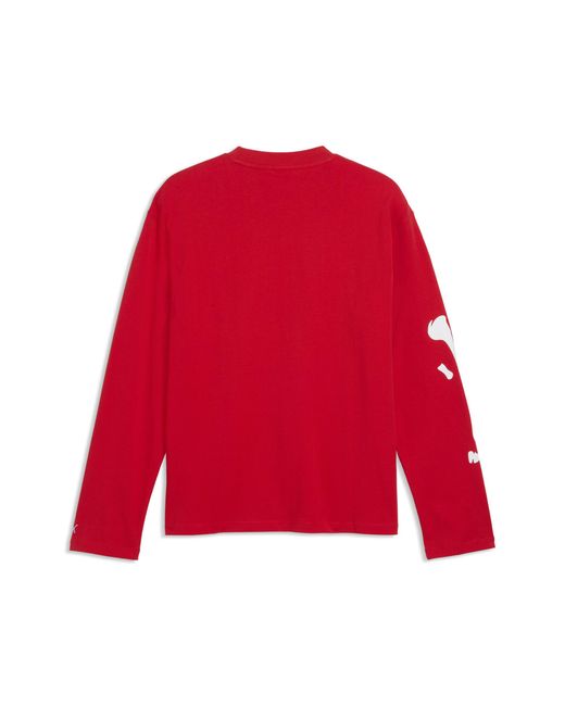 PUMA Red Graphic Skeleton Long Sleeve T-Shirt for men