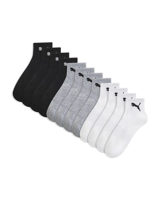 PUMA Black Half Terry Quarter-Length Socks (6 Pairs) for men
