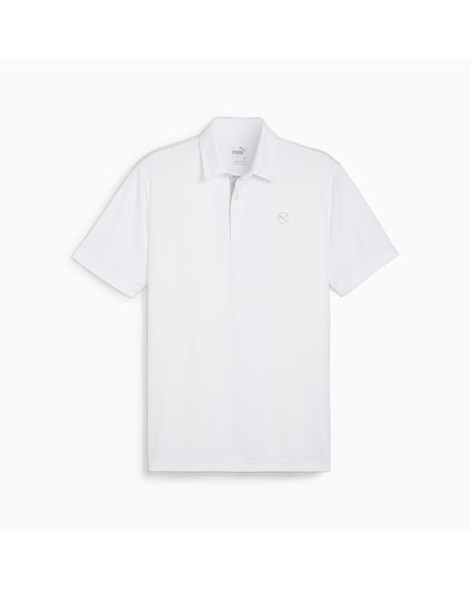 PUMA White Pure Solid Golf Polo Shirt for men