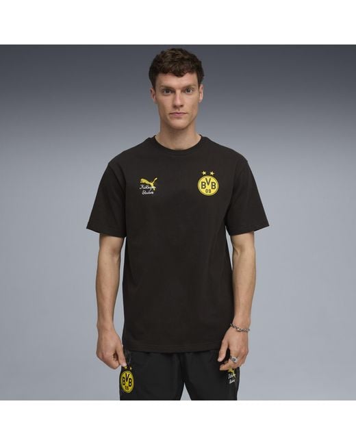 PUMA Kidsuper X Borussia Dortmund Graphic T-Shirt Voor Zwart/Geel, Maat in het Black voor heren