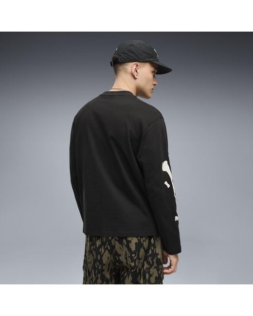 PUMA Black Graphic Skeleton Long Sleeve T-Shirt for men