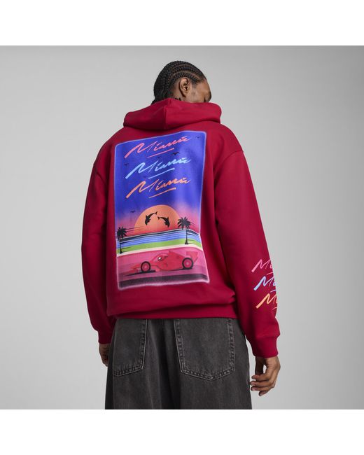 Sudadera Con Capucha Scuderia Ferrari Miami Graphic Para Hombre, Motorsport, Dark Crimson PUMA de hombre de color Red