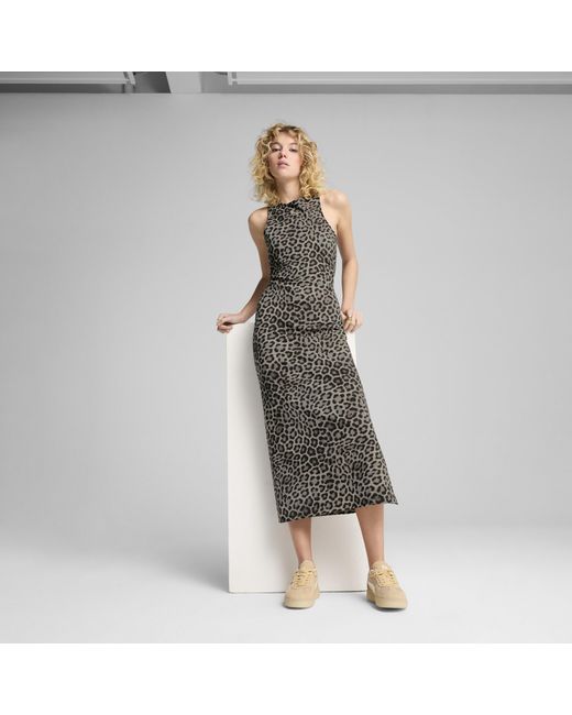 Robe Ajustée À Motif Intégral Leo Luxe PUMA en coloris Metallic