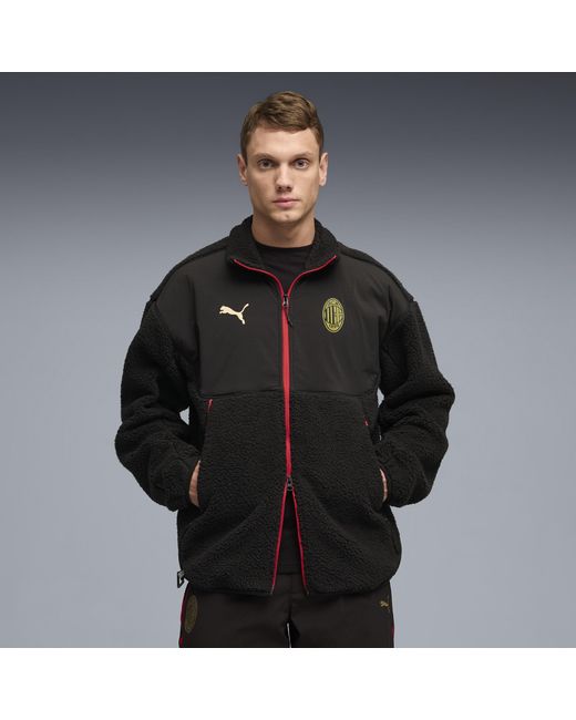 PUMA Black Ac Milan Tech Soft Tech Sherpa Jacket for men