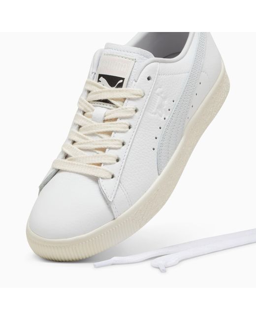 PUMA White Iconic Leather Clyde Sneakers