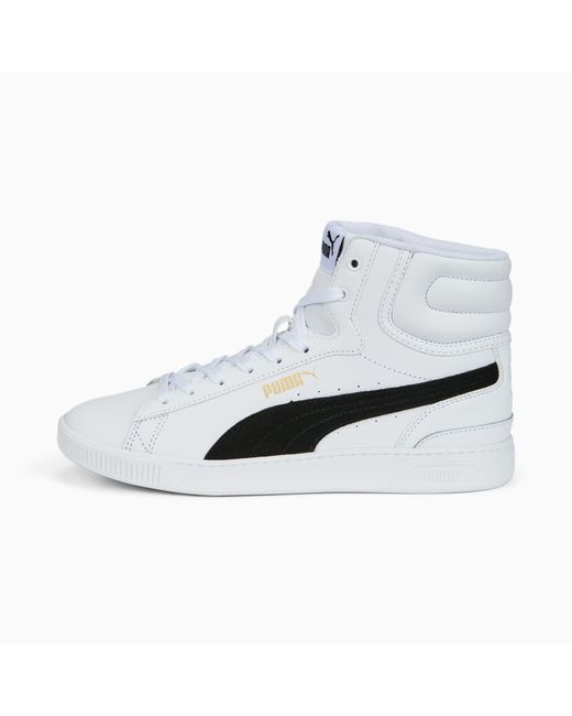 PUMA White Vikky v3 Mid Leder-Sneakers Schuhe