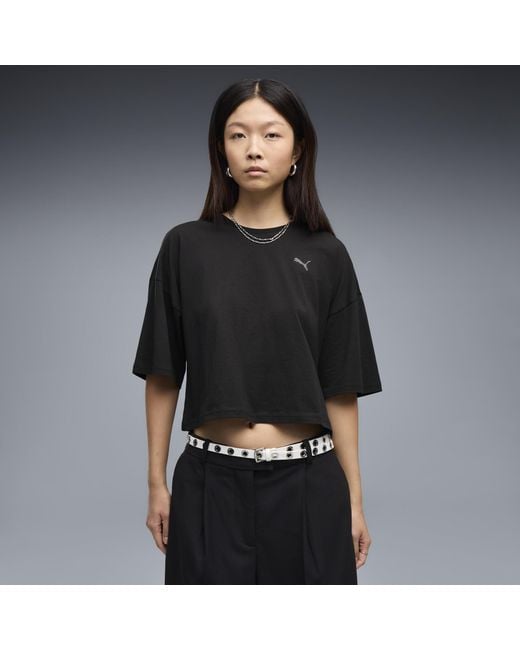 PUMA Black Wardrobe Essentials Oversized Short T-Shirt