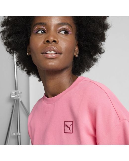 PUMA Pink Elevated Essentials Comfort Crew Sweatshirt