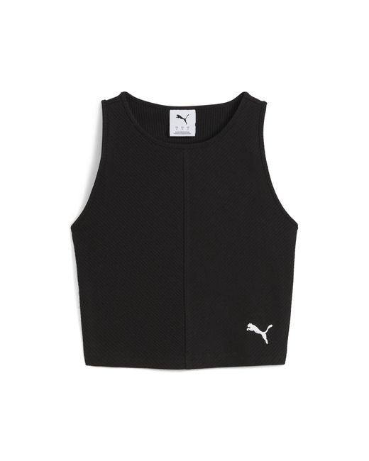 PUMA Black WARDROBE ESS Geripptes Crop-Top