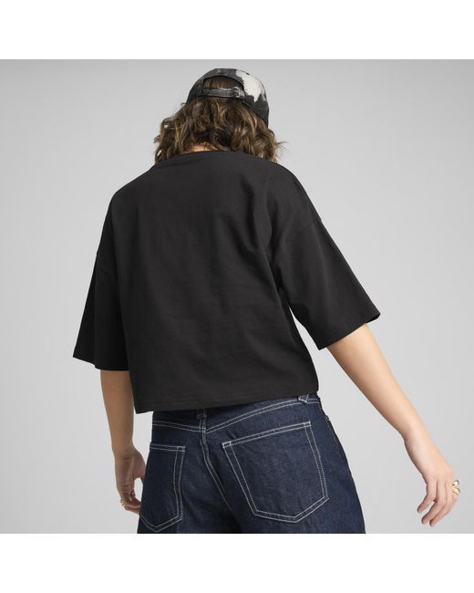 PUMA Black Wardrobe Essentials Oversized Short T-Shirt