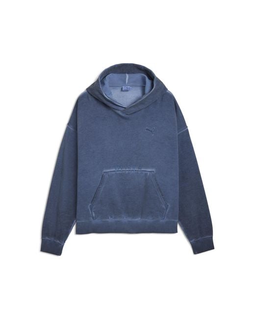 PUMA Washed Out Graphic Boxy Hoodie, Maat in het Blue