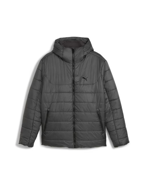PUMA Gray Ess Hooded Padded Jacket for men