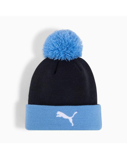 PUMA Blue Manchester City Ftblessentials Pom Pom Beanie Hat