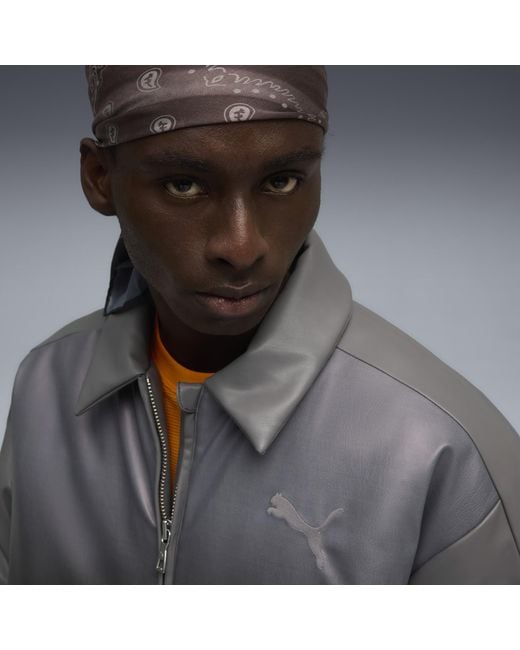 PUMA Gray Outerwear Oversized Bomber Jacket for men